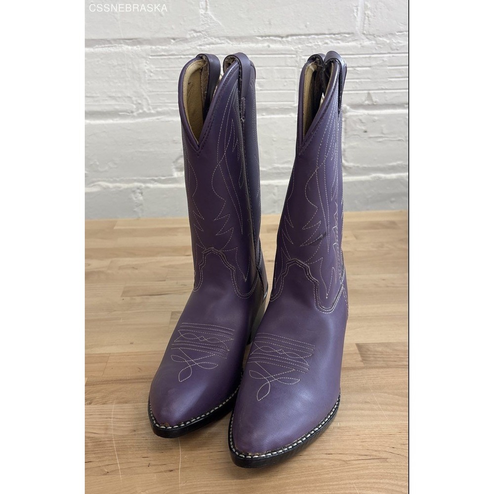 Old‎ Purple Old West girl's pearlized faux leather cowgirl boots - Size 5.5